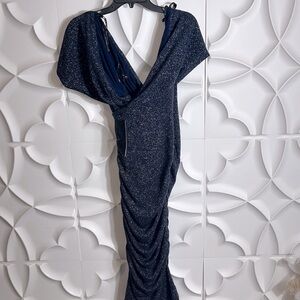 NWT BLACK HALO Tawny Metallic Ruched Sheath Dress In Dancing Nova SZ XS.  (87)